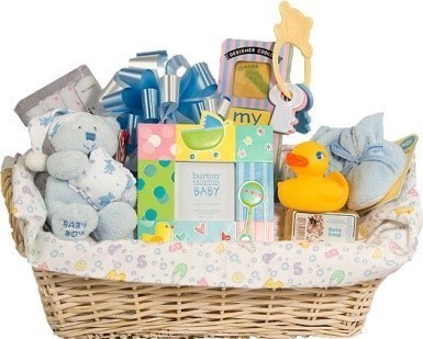 Basket full of baby items